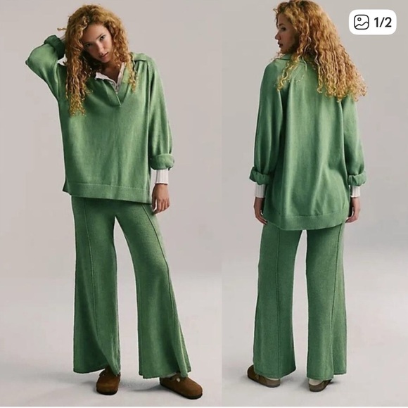 Free People Pants - FREE PEOPLE Drea Sweater Set in Green Sz M NWOT $128